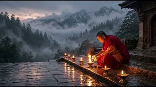 Celestial Temple Rain & Sacred Mist | 639Hz & Himalayan Monks [2.5 HOURS]