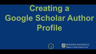 Creating a Google Scholar Author Profile