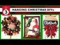 3 EASY CHRISTMAS DIYs TO HANG IN YOUR HOME | RED &amp; GOLD WREATH | JUMBO SANTA PICTURE| WOOD SIGN 2021