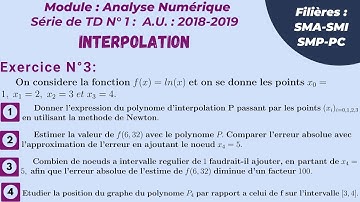 Exercices corrigés,  Série de TD N°1 : Interpolation  : USMBA-ENS-Fès A.U. : 2018-2019 : Exercice 3