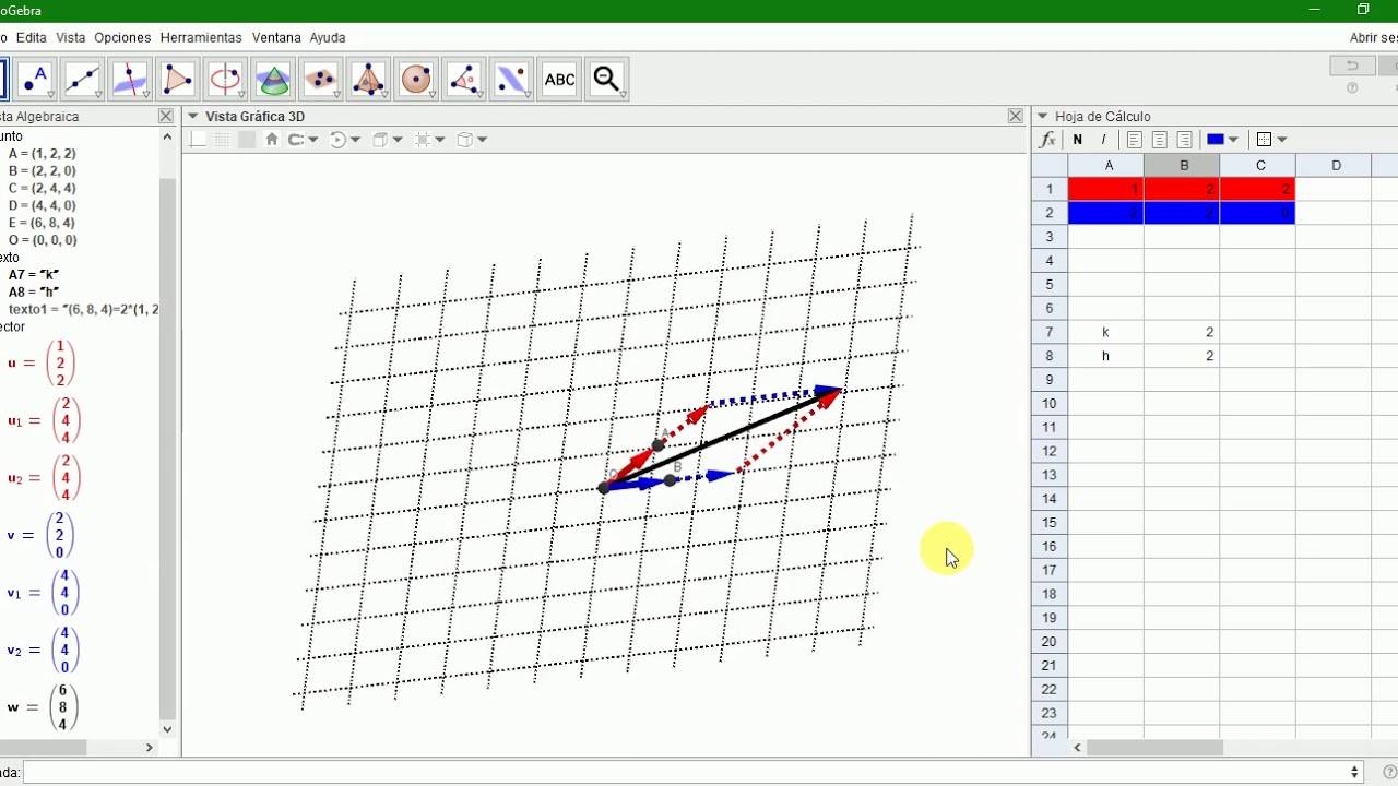 Vectores coplanares. (Geogebra) - YouTube