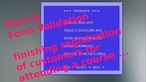 Web Project Part IX- Form Validation using Trongate PHP for an Course Management in Toolhouse