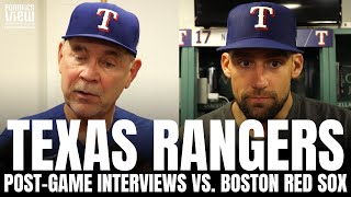 Nathan Eovaldi \& Bruce Bochy React to Emotions of Returning to Boston, Rangers Late Meltdown