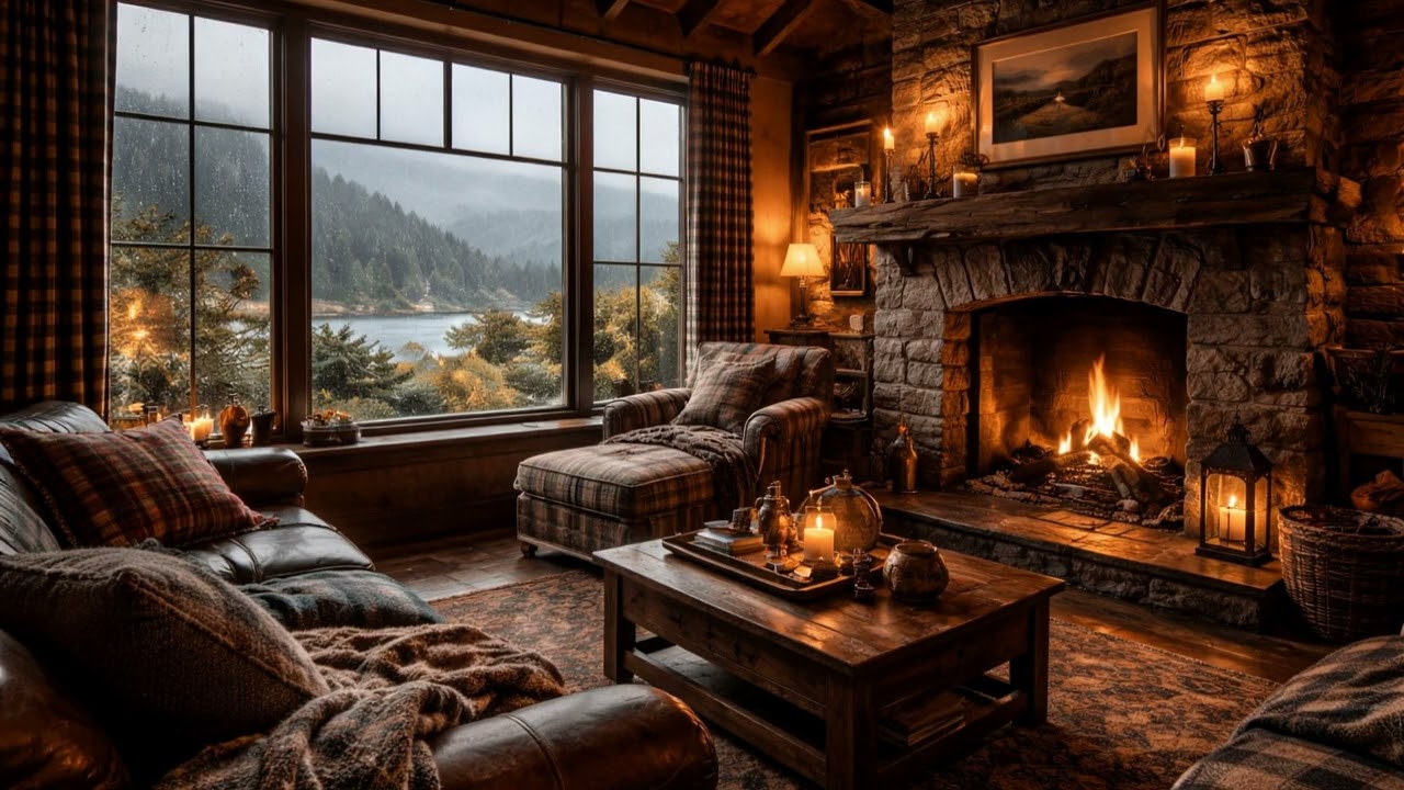 Cozy Scottish Living Room Fireplace 🪵 Soft Celtic Music & Warm Ambient Escape | Relaxing 4K Interior