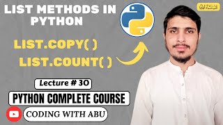 Copy And Count List Methods In Python 🐍| Lecture # 30 | Python Simplified : Complete Course