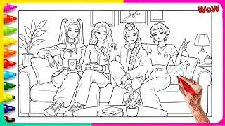 Full Coloring HUNTRIX & Celine Cozy Moments 💕 KPop Demon Hunters  Coloring Pages | Satisfying Coloring News