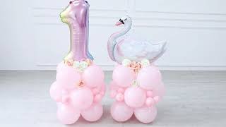 Swan Pastel Pink Balloon Birthday Number Bouquet Assembly DIY How To Video