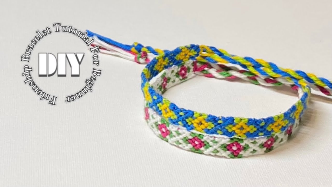 簡単！お花模様ミサンガの編み方 ‖ friendship bracelet tutorial for