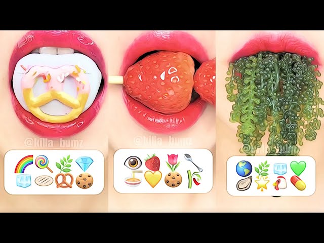 [ASMR] compilation eating emoji food 🧸🎀 || repost credits: @Sunny_EATING_ class=