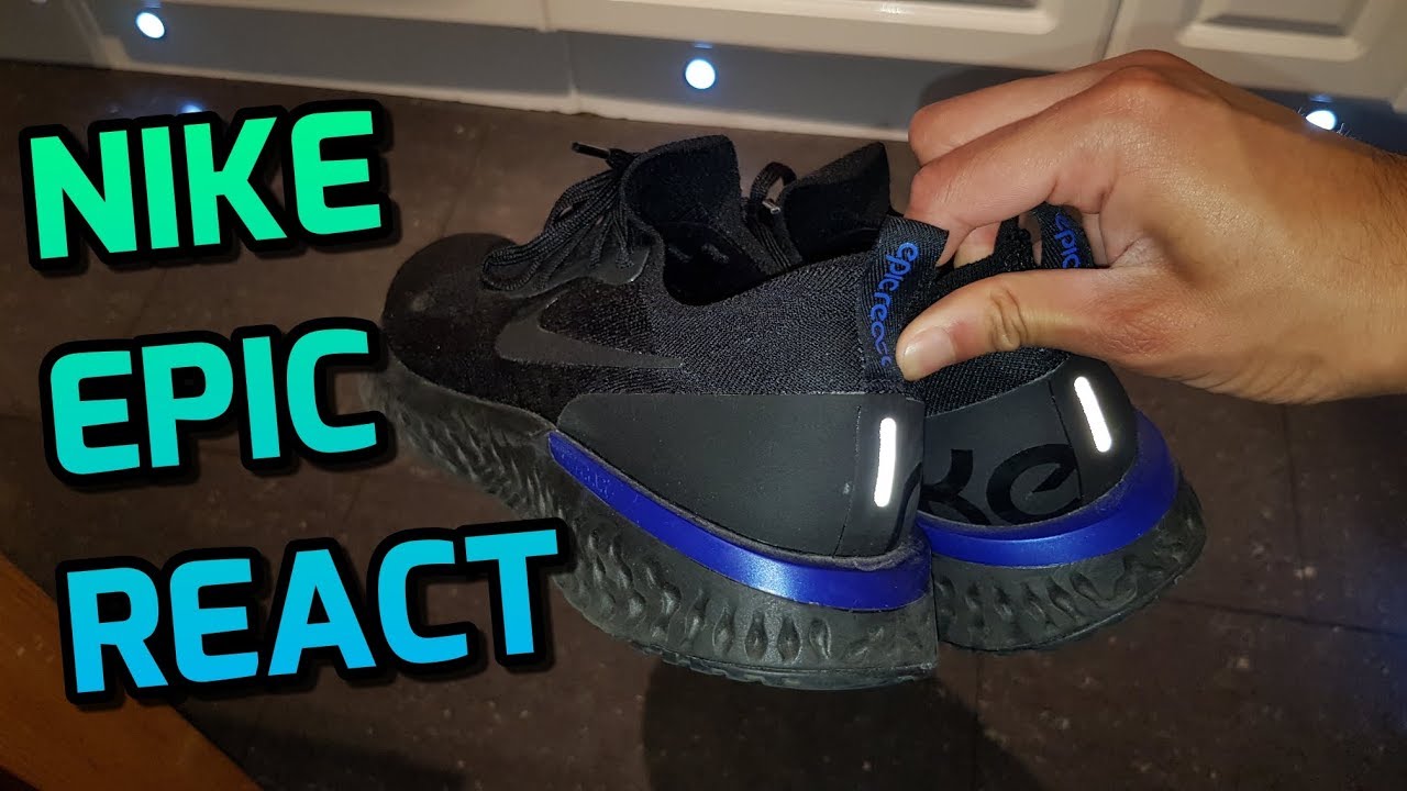 nike epic react flyknit mens black blue