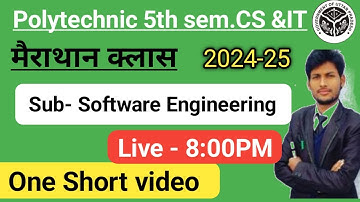 🔴LIVE,  Software Engineering Mairathon Class  | Polytechnic 5th Sem. CS & IT | SE IN HINDI