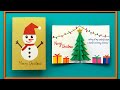 DIY Christmas Card | Handmade Tree &amp; Snowman Card Idea | 3D Christmas card 