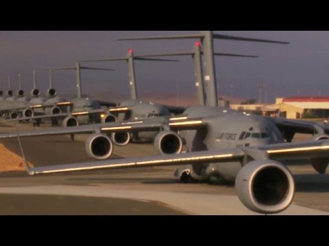 Travis AFB Mass Launch of Lockheed C-5M Super Galaxy & Boeing C-17