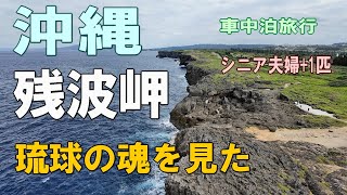 沖縄一周車中泊旅行記21【残波岬の荒波に、琉球の魂を見た】シニア夫婦と犬1匹が自作キャンピングシェルで行く