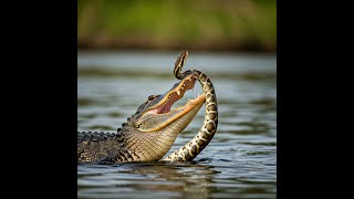 Alligator vs  Python  Nature's Deadly Duel! VEED