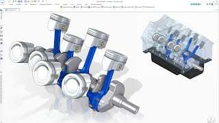 Famous Assembly & Animation V8 Piston Engine Mechanism in Solid Edge Profile