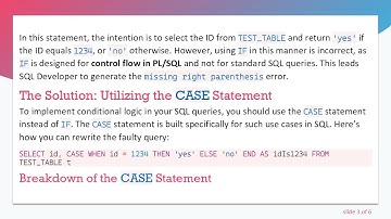 Solving the missing right parenthesis Error in SQL Developer: Using the CASE Statement Instead of IF