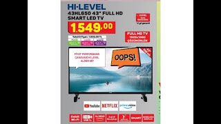 Hİ LEVEL  A101 28 Mayis Perşembe 2020 43Hl650 Full HD smart LED TVk ( Fiyat performans canavari )