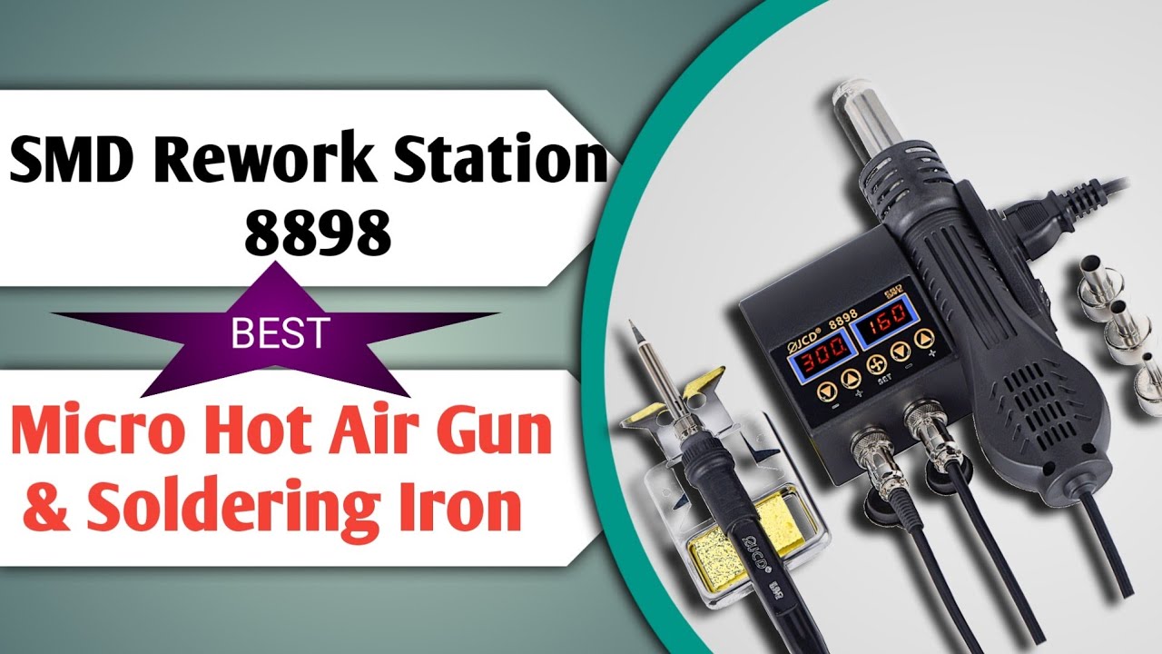 JCD 8898 SMD Rework Station Micro Hot Air Gun & Soldering Iron 
