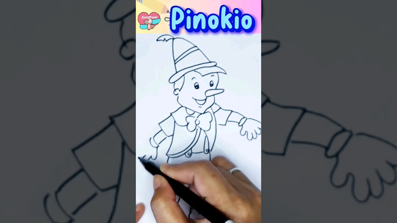 Cara Menggambar boneka Pinokio 