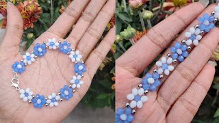 Crystal bead floral bracelet diy