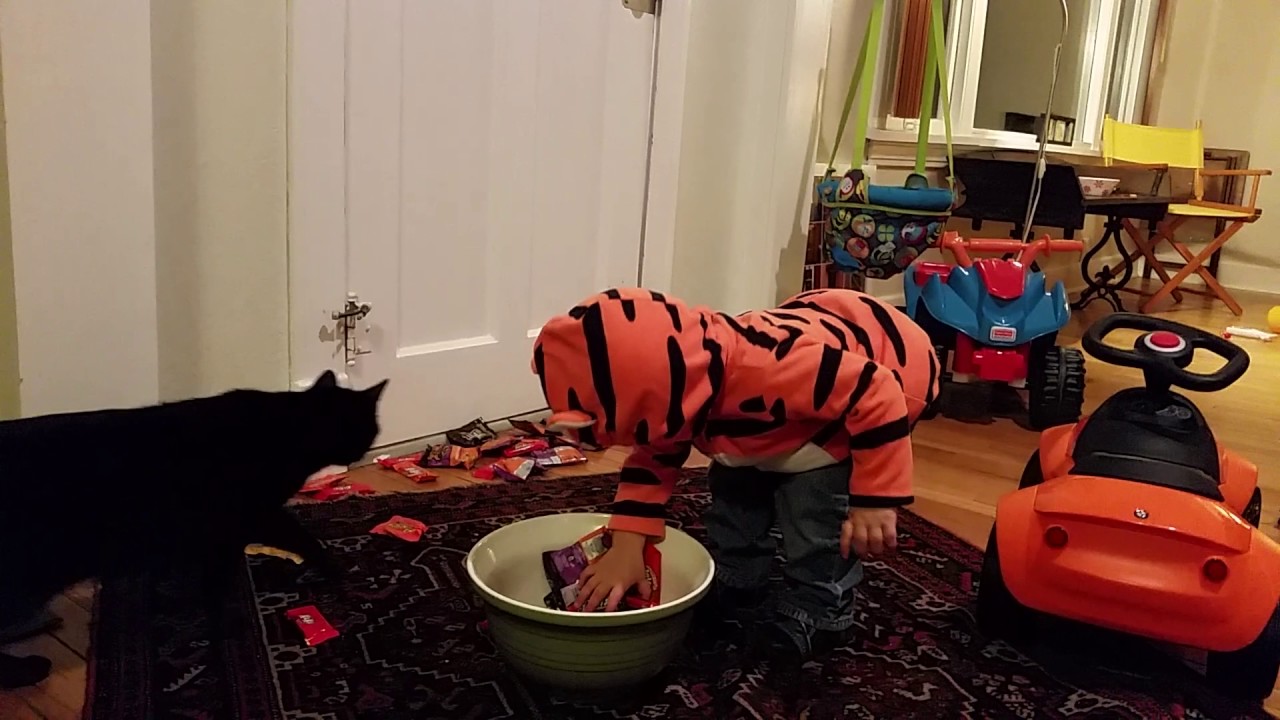 Theo enjoying his Halloween candy