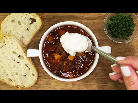 Борщ с грибами и фасолью. Быстрый рецепт без зажарки.