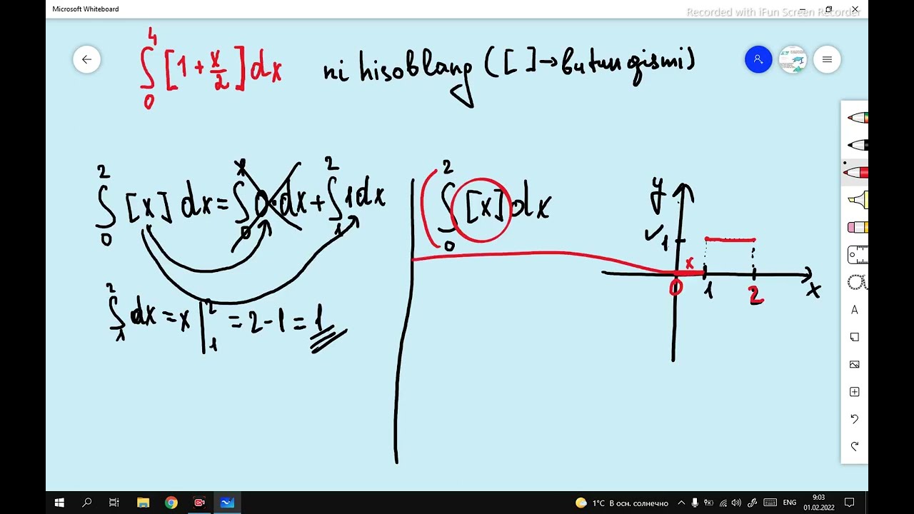 Butun qismli funksiyalarni integralini hisoblash