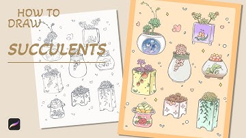 🌱PROCREATE  🌵How to Draw  cute SUCCULENT ✨Full Process