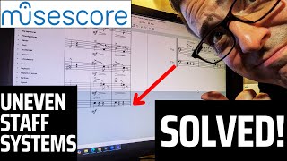 How to fix uneven staff systems in Musescore