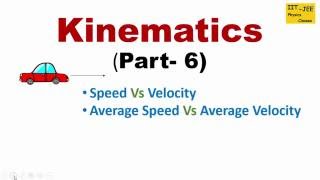 Kinematics (Part-6) : Speed Vs Velocity, Average Speed Vs Average Velocity, IIT-JEE physics classes