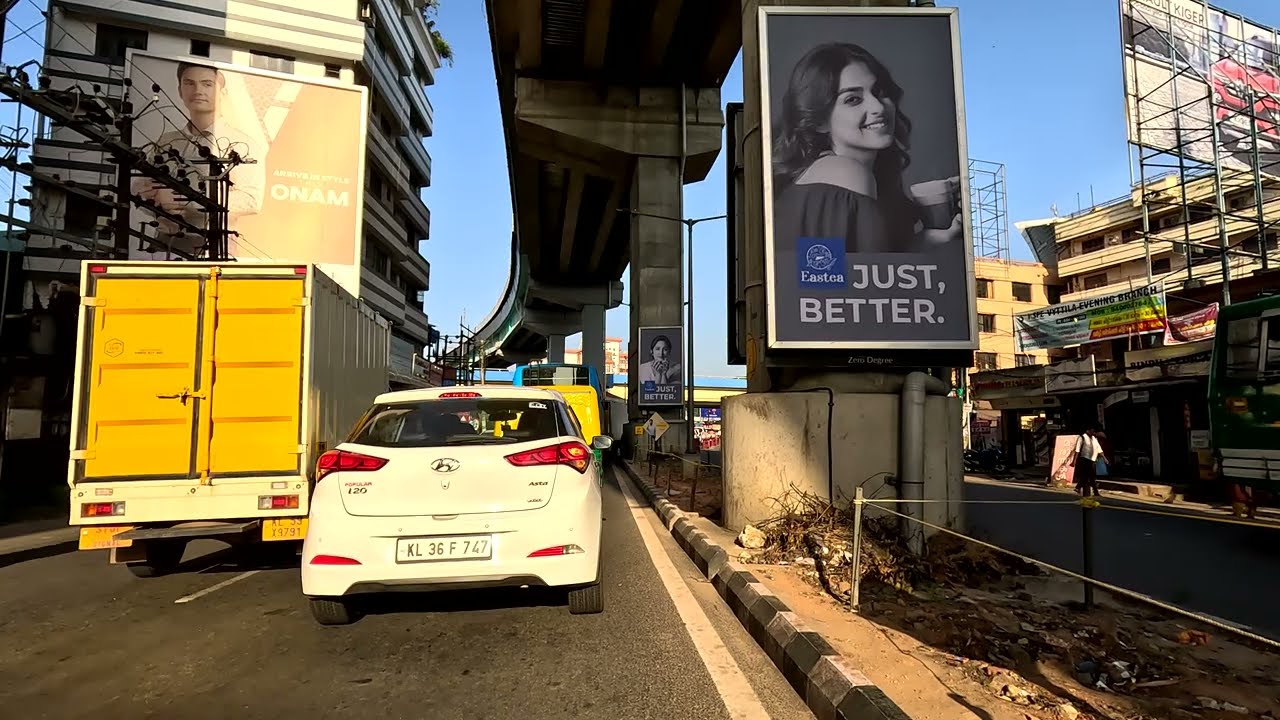 Drive through #Kochi city, Kerala, South India 🏡⁣🏥🏦🌅 [ 4K - HDR ] - 60 FPS | Drive Kochi | Roads 4K