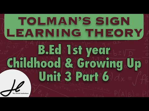 TOLMAN’s SIGN LEARNING THEORY| Childhood And Growing Up Unit 3 Part 6