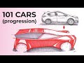 Learn to Draw Cars - I Drew 101 Cars Over 16 months (Progression)