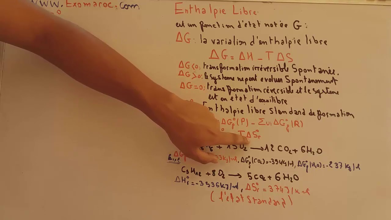 thermochimie S1: enthalpie Libre G  _ l'enthalpie Libre standard (شرح بالدارجة) partie#7