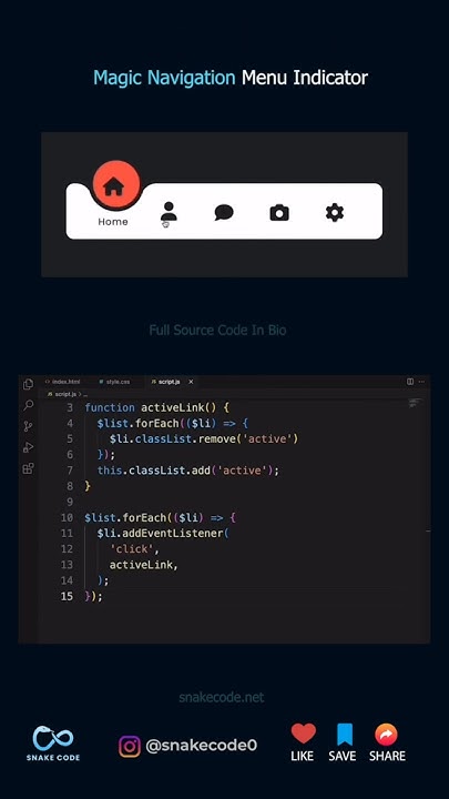 Magic Navigation Menu Indicator #html #css #javascript #coding # ...
