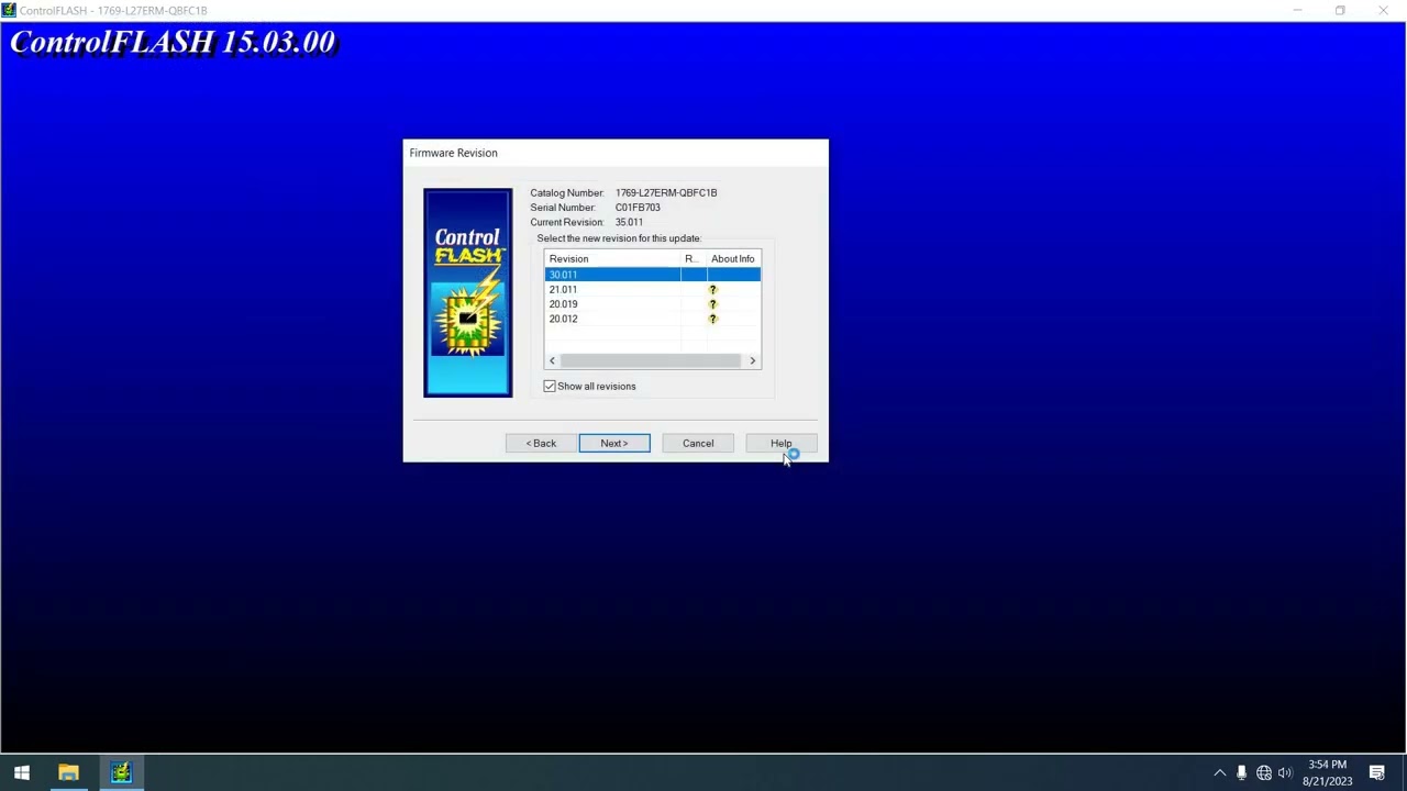 Flash CompactLogix AB Controller - ControlFlash not showing Firmware - Resolved