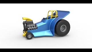3D printable Mini Rod pulling tractor 4 Scale 1:25 3D model view
