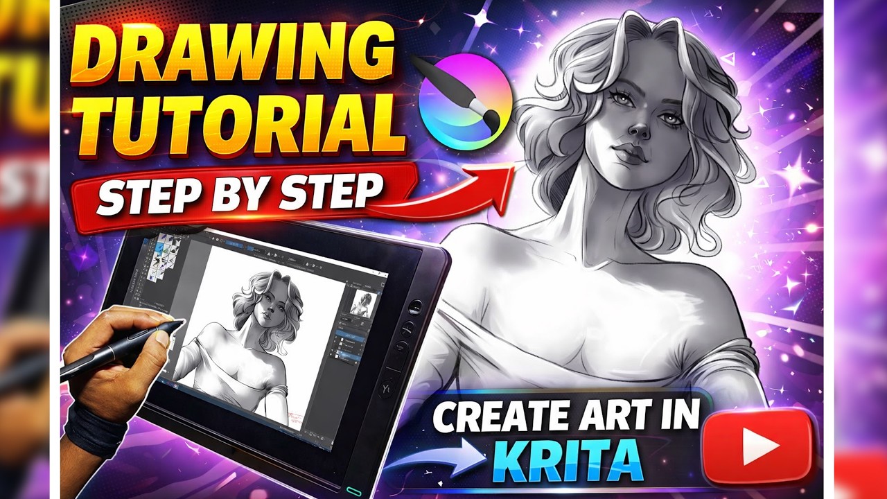How to Draw in Krita Huion Kamvas 13 Tutorial (Best Digital Art Tips ...