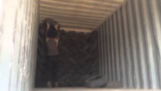 Used tyres loading to container for Haiti