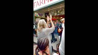 Video thumbnail of "Brandi Carlile and Dave Grohl surprise busking at Seattle's Pike Place Market.   All 4 songs!"