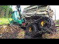 Timberjack 810D in mud, difficult conditions in wet forest