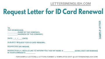 Request Letter for ID Card Renewal - Sample Letter Requesting ID Card Renewal