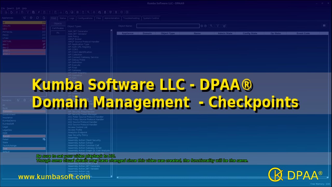 DPAA® - Domain Management - Checkpoints