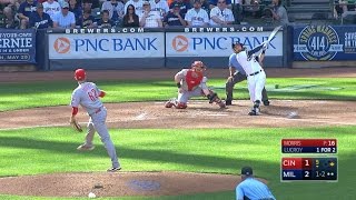 CIN@MIL: Lucroy drives a homer to left-center
