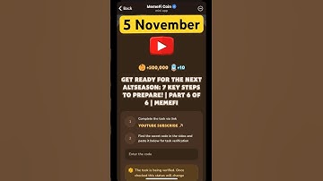 MemeFi youtube video code today 5 November | MemeFi YouTube video secret code today | #crypto