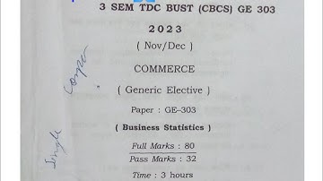 B.com 3rd sem Business statistics 2023 question paper.