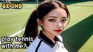[4K] Beautiful girl playing tennisㅣ美女テニス選手ㅣ테니스 미녀ㅣAi룩북, Ai lookbook