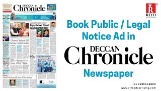 Book Public / Legal Notice Ads in Deccan Chronicle Newspaper. #legalannouncement #publicnotice