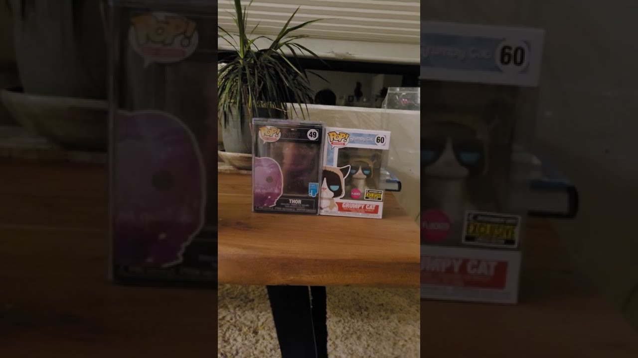 Thor art series and grumpy cat funko pops